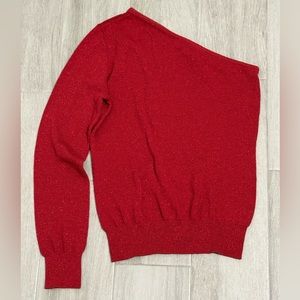 Michael Kors Womens Red Sparkle One Shoulder  Tunic Top Size XS